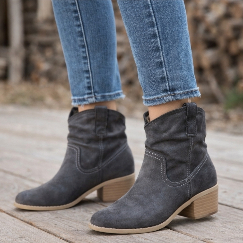 Merona Western Rustic Slouchy Pull Tab Stacked Heel Boots. WMS 9.5M
